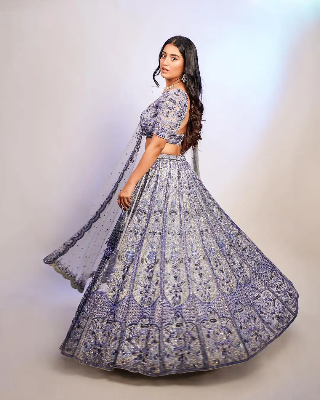 Telugu Actress Rashi Singh Stills in Blue Lehenga Choli